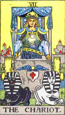 the chariot tarot card  - illustration from the Rider waite deck