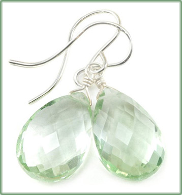 prasiolite earrings faceted tear drops